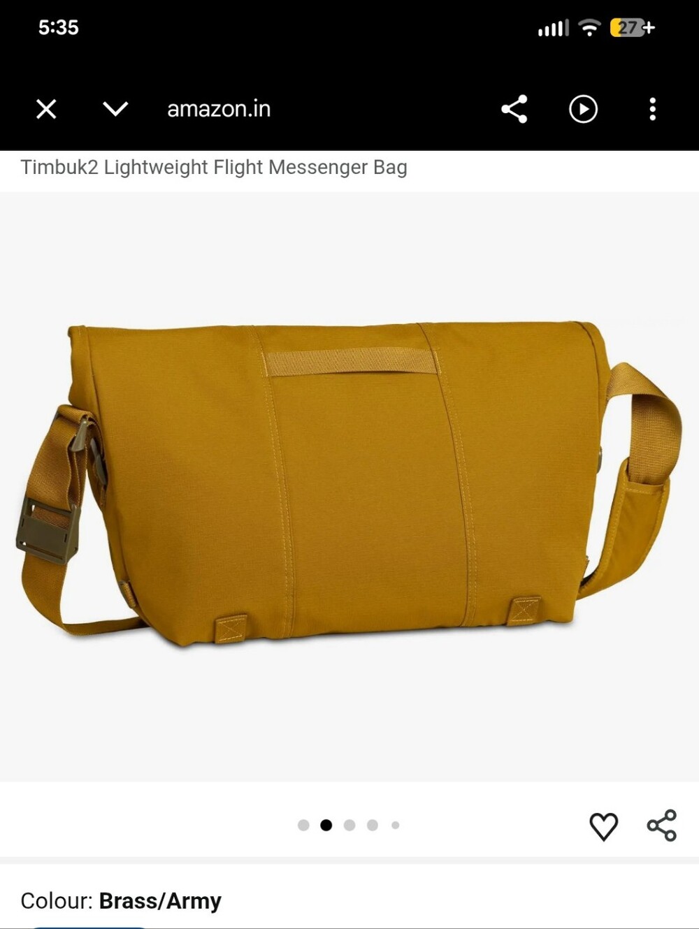 Timbuk2 Classic Flight Messenger Bag in Brass/Army NWT - Picture 9 of 9